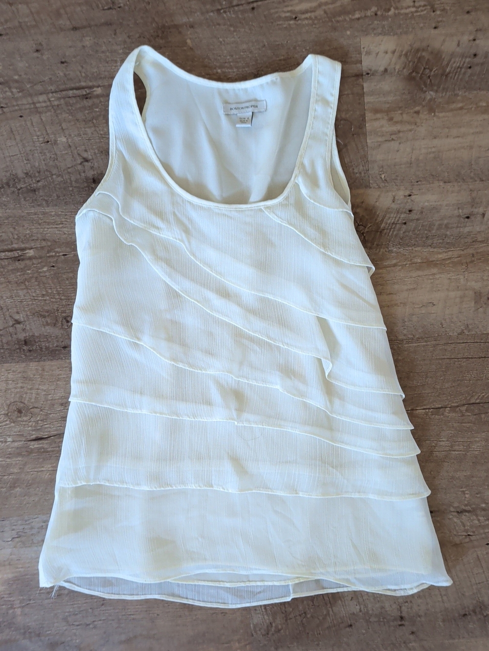 Boston Proper White Layered Ruffle Tank Camisole